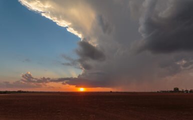 Sunset under a developing supercell