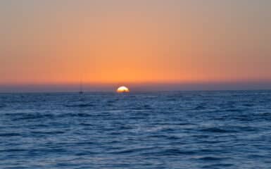 Sun sets over the pacific ocean