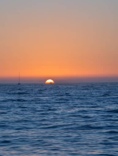 Sun sets over the pacific ocean