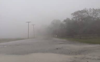 Hurricane Delta as it comes ashore from Jennings, Louisiana