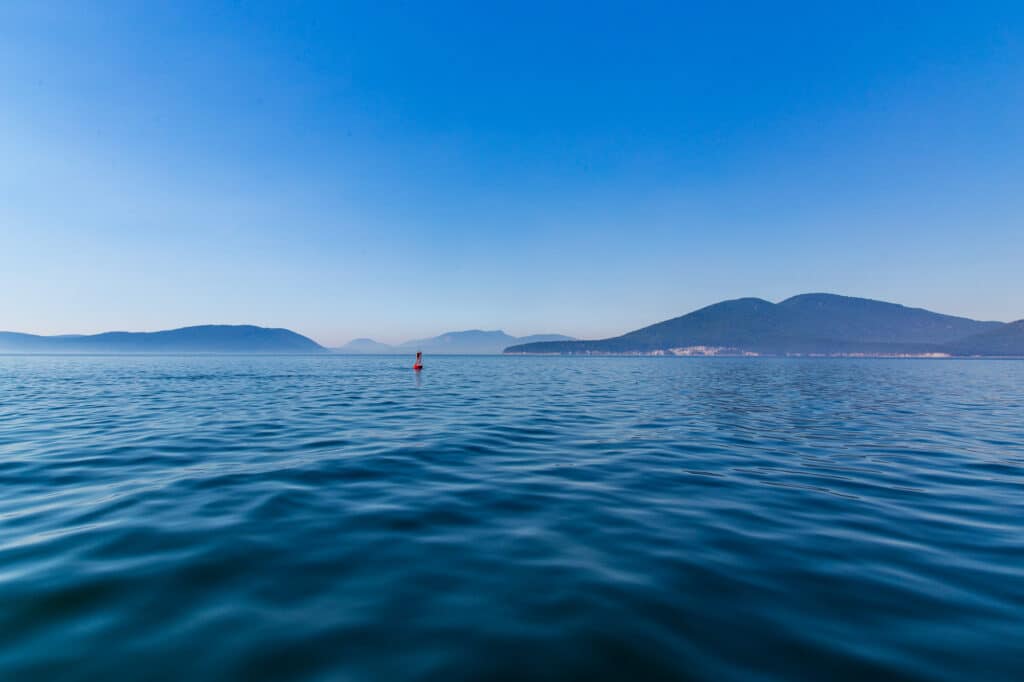 Red Buoy marks the edge of the Rosario Strait shipping lanes