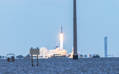 Falcon Heavy liftoff from LC39A at Kennedy Space Center